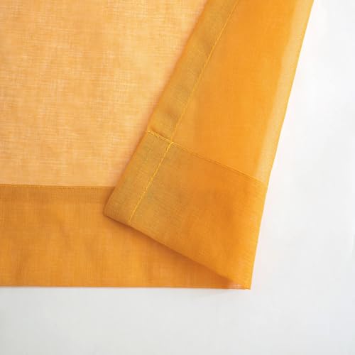 Image of Sheer Curtains 84 inch Length 2 Panels Set, Semi Sheer Privacy Curtain Drapes, Yellow Rod Pocket Window Treatments Voile Curtains for Windows Living Room Bedroom Sunroom French Doors, 52 inchW x 84 inchL
