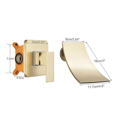 Grifo de lavabo de baño con caño de cascada para evitar salpicaduras 4