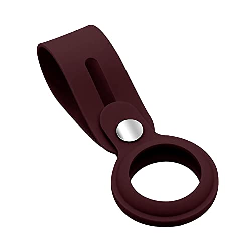 Image of Foso Silicone Loop Case for Apple Airtag with Buckle Protector with Long Strap for Apple Bluetooth Item Tracker Soft Keychain Locator Luggage Tag (Wine Red)