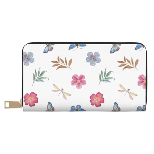 Portefeuille fin en cuir homme femme Novastar à motif papillon zippé