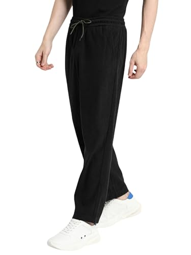 Image of Men's Soft Fabric Trousers | Relaxed Fit Corduroy Trousers with Stretch Waist for Men
