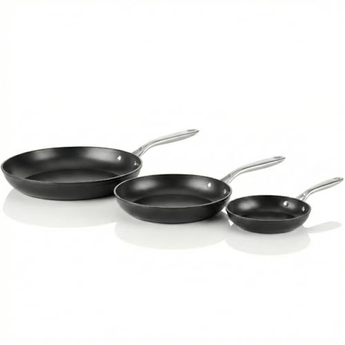 Image of TECHEF Onyx 8", 10", 12" Nonstick Frying Pan Set, Induction Compatible, Dishwasher/Oven Safe, Made in Korea