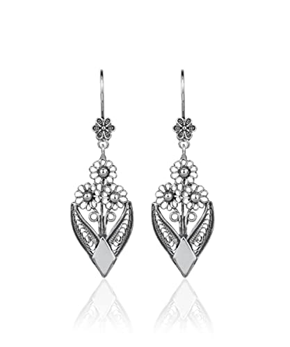 Sterling Silver Handcrafted Filigree Art Dangle Drop Women Earrings Collection