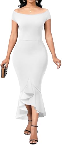 Image of SxClub Elegant Dress for Women Sexy 3 /4 Sleeve Business Knee Length Dresses Fishtail Zipper Belt