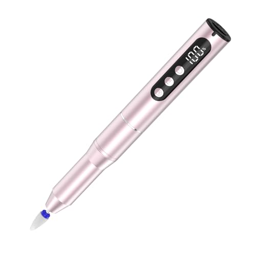 Denabuty Torno para Uñas Profesional 35000 RPM, 12 en 1 Lima Eléctricas Uñas Nail Drill Machine, Kit de Manicura Pedicura Eléctrico Recargable por USB, Velocidad Ajustable para Salón Rosa