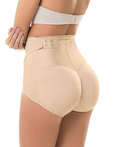 NonEcho Womens Shapermint Butt Lifter Shorts Padded High Waist ShapewearToning Buttock Panties Beige