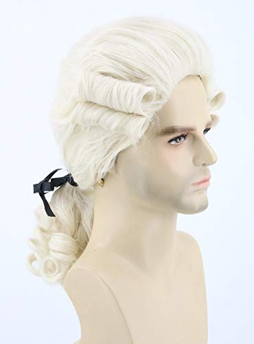 topcosplay mens or womens colonial george historical judge costumes wig white halloween wigs beige