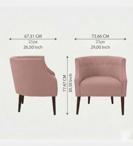 Image of Velum 3 Seater Sofa for Living Room & Office | Premium Fabric Upholstery | Solid Wood Frame | Comfortable Seating | 3 Years Warranty (Blush Pink, Chair)