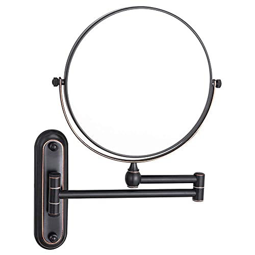 Sanliv Wall-Mounted Makeup Mirror,Bathroom Magnifying Mirror With Extension Arm,8 Inch Vanity Shaving Mirror 1X/7X Magnification,Oil-Rubbed Bronze #TOP18