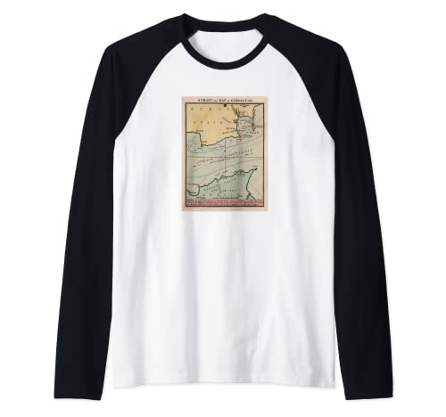 Mapa del estrecho de Gibraltar de la vendimia (1799) Camiseta Manga Raglan ⭐