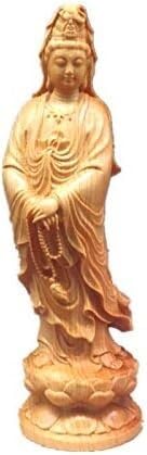statuetka Buddy, Rzeźba w drewnie Guanyin stojąca statua Buddy ozdoba dla domu