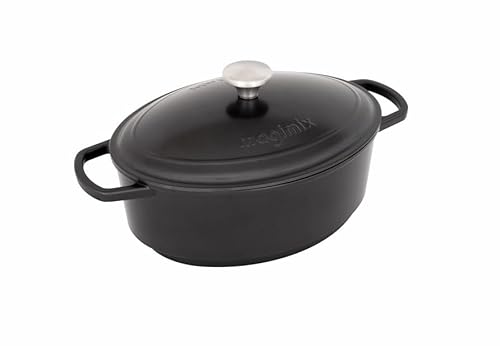 Magimix Cocotte Compatible Cook Expert – Cocotte en Aluminium avec Revêtement Céramique, Couvercle Inox, Accessoire Robot Magimix Cook Expert, Capacité 7L, Gris/Noir