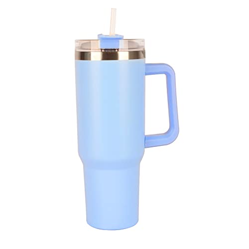 40 Oz Tumbler With Handle, Reusable Vacuum Quencher Tumbler, Insulated Tumbler With Lid And Straws, Leak Resistant Lid, Insulated Cup, Maintains Cold Heat And Ice For Hours (Light Blue) #TOP9