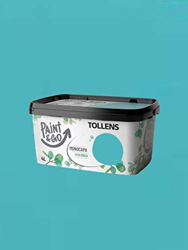 TOLLENS Pintura Plástica Ecológica Paint&Go (Azul Turquesa), 4 Litros Cover