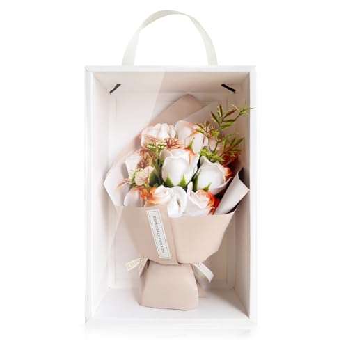 HANASPEAK ソープフラワー 花 母の日 卒業式 敬老の日 バレンタインデー お花 誕生日 フラワーギフト 手揚げ式 多彩バラ（Orange）