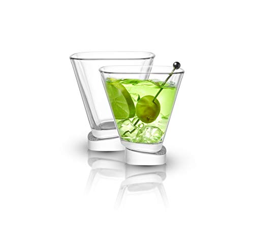 JoyJolt Aqua Vitae Martini Glass Set of 2. Lead Free Crystal Glassware, Semi-Square