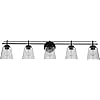 Craftmade 19642FB5 Drake Clear Seeded Glass Vanity Bath Lighting, 5-Light 300 Watts, Flat Black