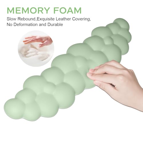 Image of JIKIOU Upgrade Leather Cloud Wrist Rest for Keyboard and Mouse & Cup Pad | Wish Gift-Cute Cloud Shape, Comfortable and don't Irritate to Skin, Non-Slip PU Base,Soft Memory Foam filled for Pain Relief