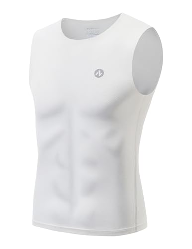 Nepest Base Layer Herren Fahrrad Rennrad Unterhemd Ärmellos Ultralight Atmungsaktive Cool Mesh Fahrrad Weste Herren Workout Schnelltrocknend Weiß XL