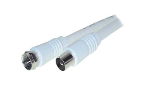 Cavo per antenna, 100% schermato, F maschio a connettore coassiale, > 90 DB, 2,5 m, Bianco