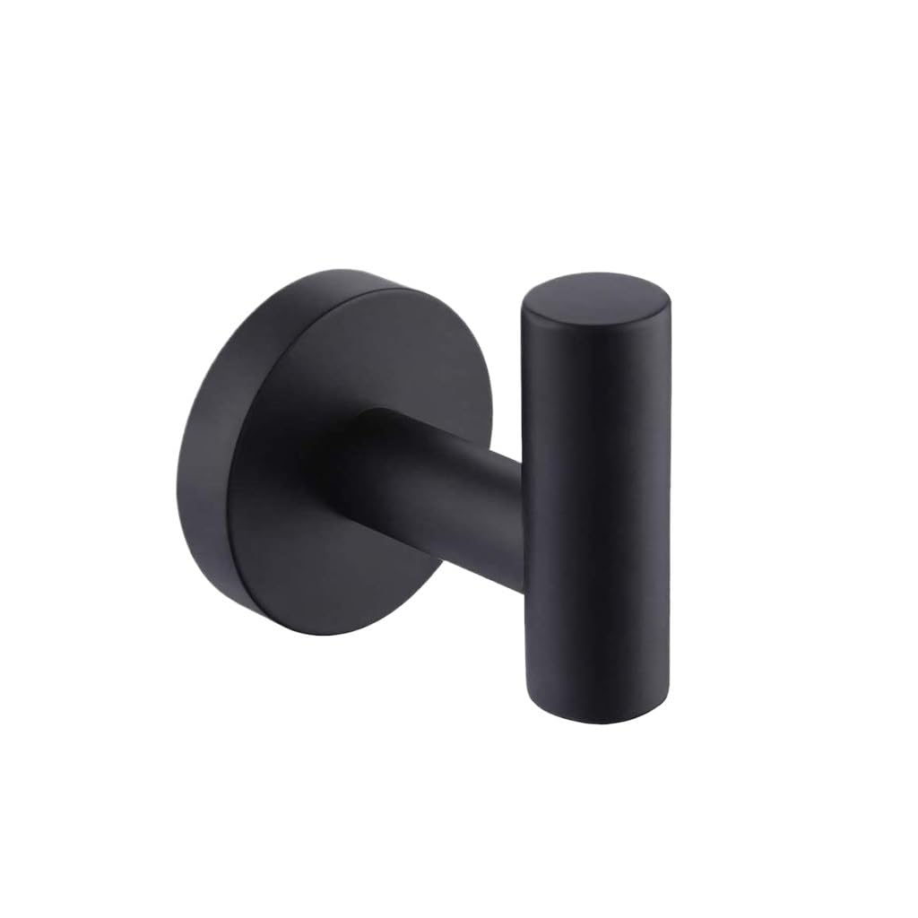 Mobygkfy Svart 2 Pcs Black Robe Hook Stainless Steel Bathroom Single Bath Towel Hook Clothes Hanger Wall Mounted, Matte Black