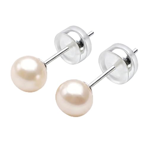 VIKI LYNN Boucles d'Oreilles Perles Clous Fantaisie Bijoux Femme en Perle Blanche d'Eau Douce et Argent 925 Classique et Raffiné Idée Cadeau Noël Femme