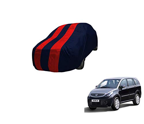 Image of Auto Hub Car Cover Compatible with Tata Aria with Mirror Pocket,Triple Stitched, Weather Proof, Aria Car Cover- Navy-Red