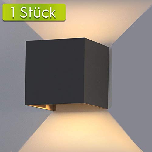 AILUKI 1 Pack LED Wandlampe Wandleuchte Innen/Außen 12W 2800-3000K Warmweiß Außenleuchte Wandbeleuchtung LED Außenwandleuchte mit Einstellbar Abstrahlwinkel IP65 Wasserdichte 1000lm