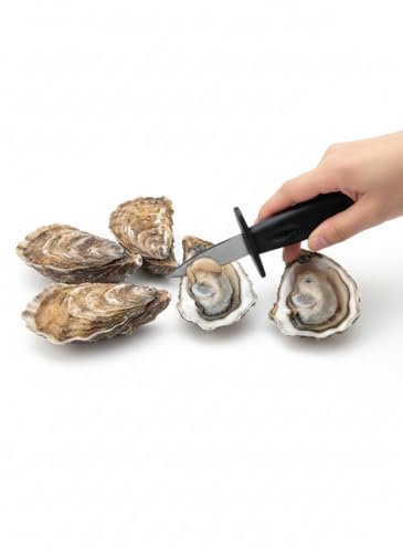 Professional Oyster Shucking Cutter Opener, Ergonomic Black Handle, Stainless Steel
