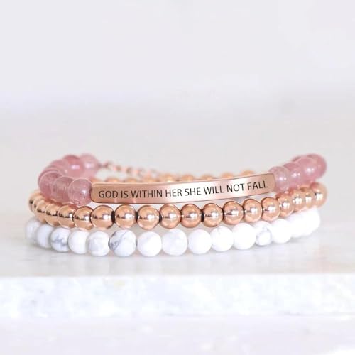 LIU JUN God Is In Control Tube Bracelet For Women, Self Worth Motivational Adjustable Braided Wrap Stainless Steel Healing Crystal Energy Friendship Inspirational Gifts Jewelry4