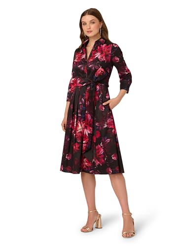 Adrianna Papell Women's Printed Taffeta Shirt Dress