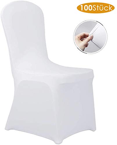 femor Stuhlhussen Weiß 100 Stück Stuhlhussen 40X20X25 cm Acelectronic Stuhlüberzug Moderne Stuhl Abdeckung für Hochzeiten und Feiern
