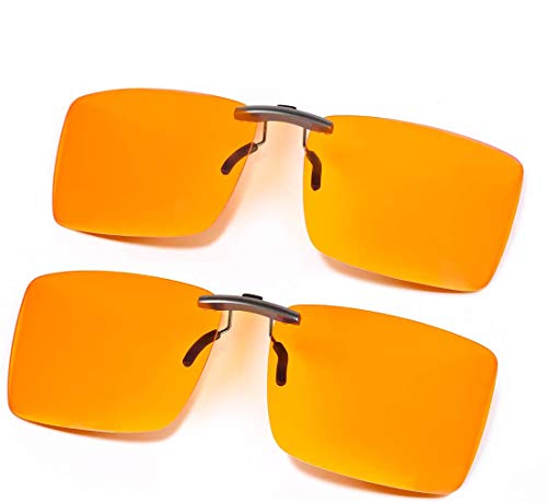 FONHCOO Clip-on Blue Light Blocking Glasses Womens Mens 2 Pack over Prescription Glasses Framless Lens Anti Eyestrain Headaches UV Filter Computer Gamer Eyeglasses