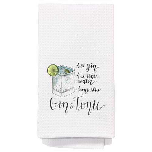 Yomisex Gin & Tonic Cocktail Kitchen Towels, Gifts for Cocktail Lovers Dish Tea Bar Towels for Kitchen Bar Cart Pub, Gin and Tonic Gifts Decorative Hand Towels, 16x24 Inch