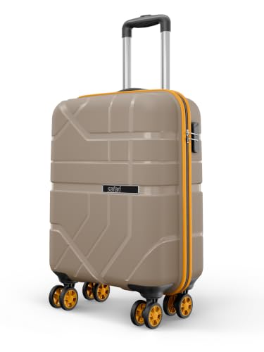 Image of Safari Broadway 8 Wheels 55cm Cabin Size Trolley Bag, Hard Case Polypropylene, 360 Degree Wheeling Carry-on Luggage for Men & Women, Suitcase for Travel, Trolley Bags for Travel, Fossil