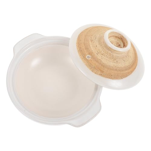 CONGARTENO Cazuela de para Arroz y Estofado Olla Resistente Altas Temperaturas para Cocina Doméstica y Profesional Diseño Ergonómico Antiquemaduras Color Blanco Natural