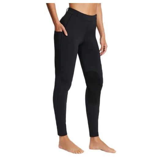 BALEAF Women's Riding Pants Equestrian Breeches Knee-Patch Horse Riding Tights Horseback Belt Loops Pockets UPF50+ Black S