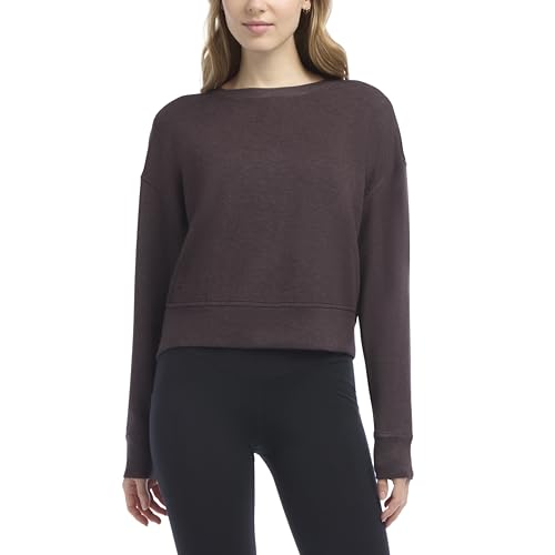 Danskin Women'S Cropped Luxe Crew Neck Sweatshirt