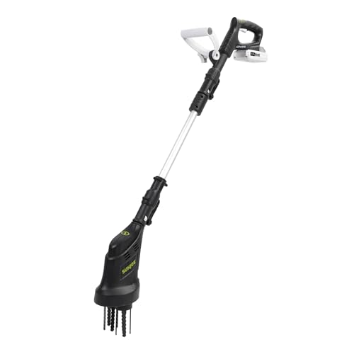 Sun Joe Cordless Garden Claw Tiller & Cultivator with 4-Tine Steel Blades Battery & Charger 3.6 Inch 24V 150W Motor - Heavy-Duty Tilling Machine for Lawn Yard and Gardening Care 24V-CTLR-LTE