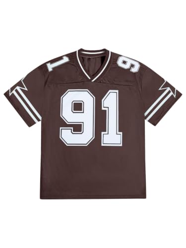 Image of Jersey Shirts for Women Y2k Graphic Tees V Neck Baggy Streetwear Number Oversized T Shirt Summer Tops