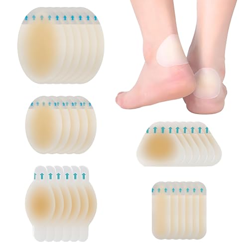 VEGCOO 22Pcs Vendas de Gel Blíster para Pies, Apósitos Para Ampollas, Invisible Hydrocolloid Gel Blister Bandages, Parches Prevención De Ampollas En Pies, Dedos y Talones