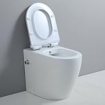 Comfort Height Back to Wall Toilet with Bidet, All in One Integrated Combined Bidet Toilets BTW Rimless Bathroom Toilets Ceramic WC Pan Soft Close Seat Compact High Disabled Toilet