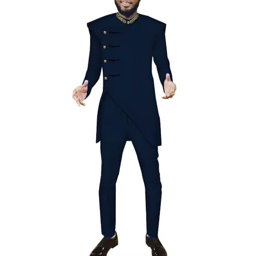 African Dashiki Suit for Men Long Sleeve African Outfit 2 Piece African Mens Formal Attire Nigerian Clothes Slim Fit