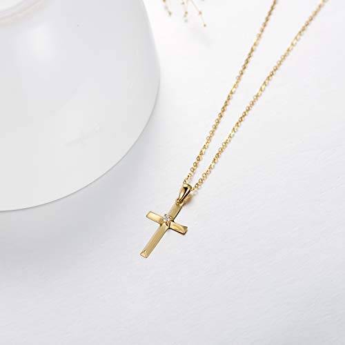 SISGEM 14k Gold Diamond Cross Necklace with Gold Chain, Religioius Jewelry Mother's Day Gifts for Women Teens (0.03 ct), 16-18 Inch2