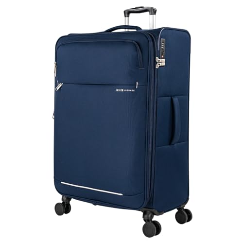 Jaslen - Valises semi-rigides légères avec roues pivotantes à 360° - Ensemble de valises de voyage souples avec cadenas à combinaison TSA., bleu marine,...