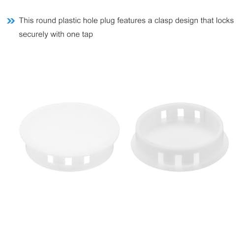 Image of MECCANIXITY 100PCS 40mm(1 9 /16 inch) White Plastic Hole Plugs, Flush Type Panel Hole Plugs Insert End Caps for Locking Hole Tubes Furniture Cabinet