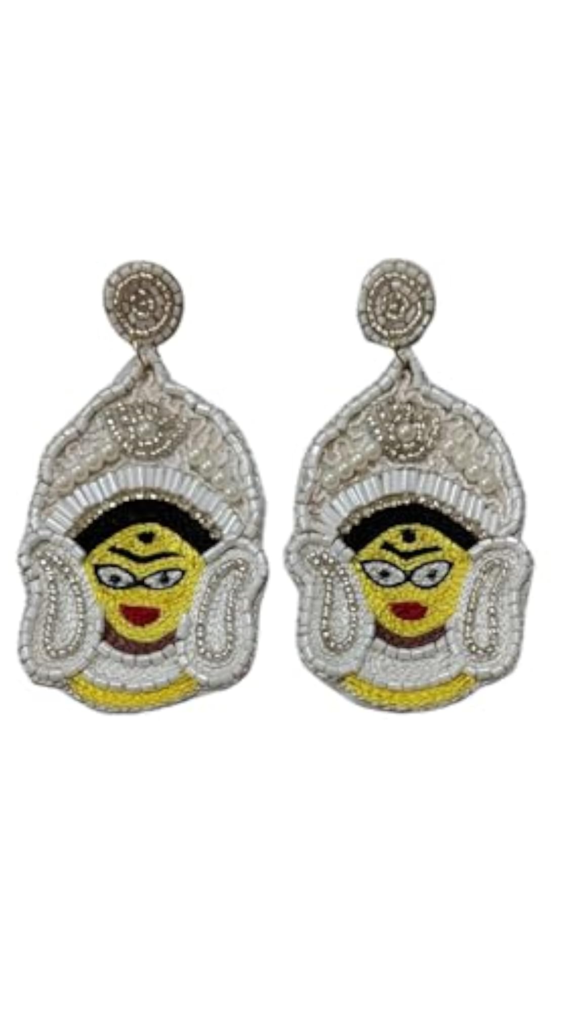 Devi Elegance Handcrafted Beaded Earrings, Unique Goddess Durga Design