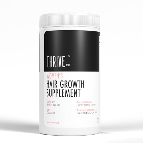 Image of ThriveCo Women's All-in-one Hair Vitamin with Biotin, Omega 3, Vitamin-E, Ashwagandha and Natural Extracts, 60 Capsules | Best Hair Growth Vitamin For Hair Fall Control, Regrowth & Follicle Strength | 100% DRUG FREE