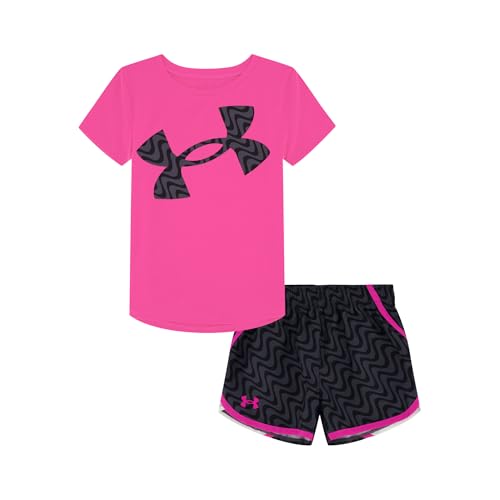 Image of Under Armour Girl's 2-piece Short Sleeve Tee and Shorts Set, Lightweight and Comfortable