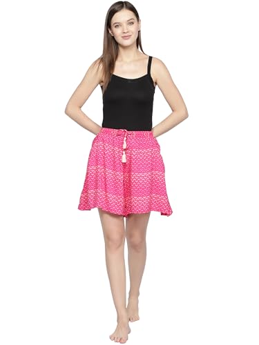 Image of B STORIES Women's Flared Shorts - Culottes with Pockets|Soft Viscose Lounge & Beach Wear|Mid-Rise Elastic Waistband|Casual Indo-Western Half Pants|Summer Resort & Everyday Wear for Women